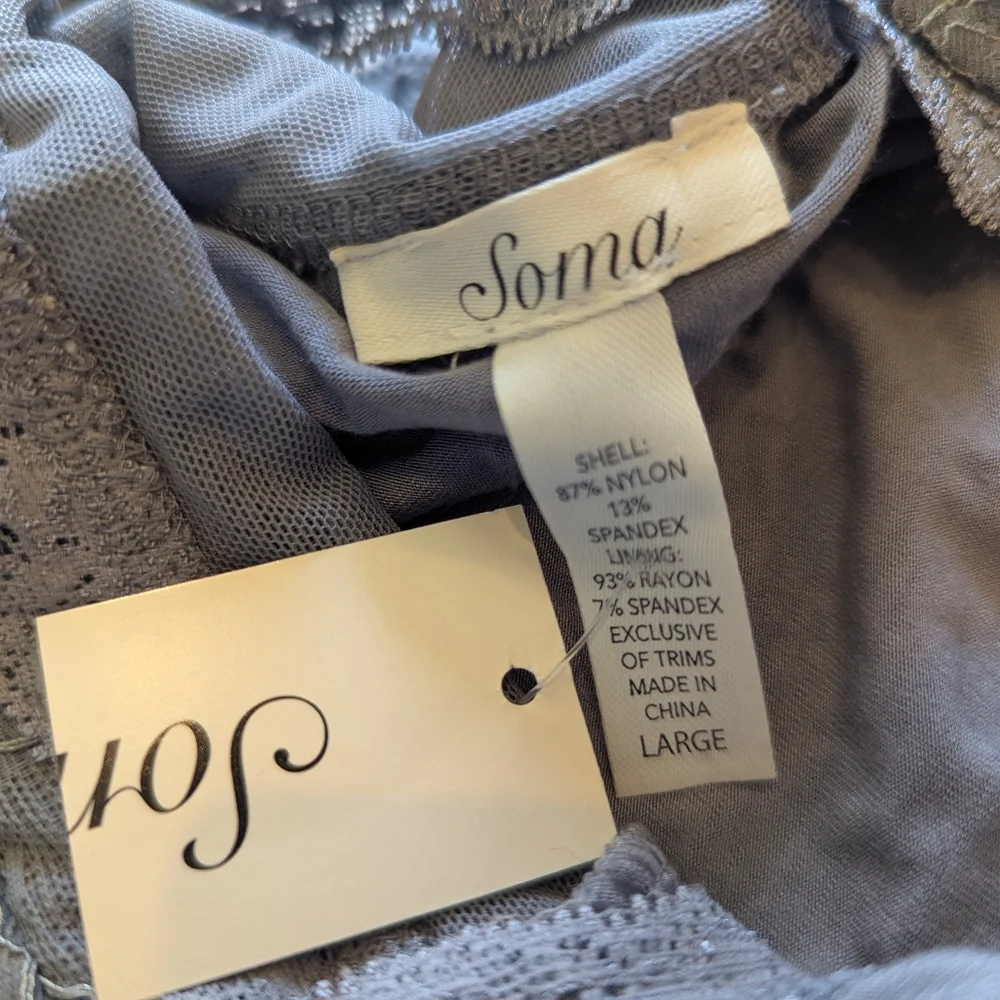 Soma dove gray lace overlay nightgown sleepwear size L NWT - Picture 4 of 8
